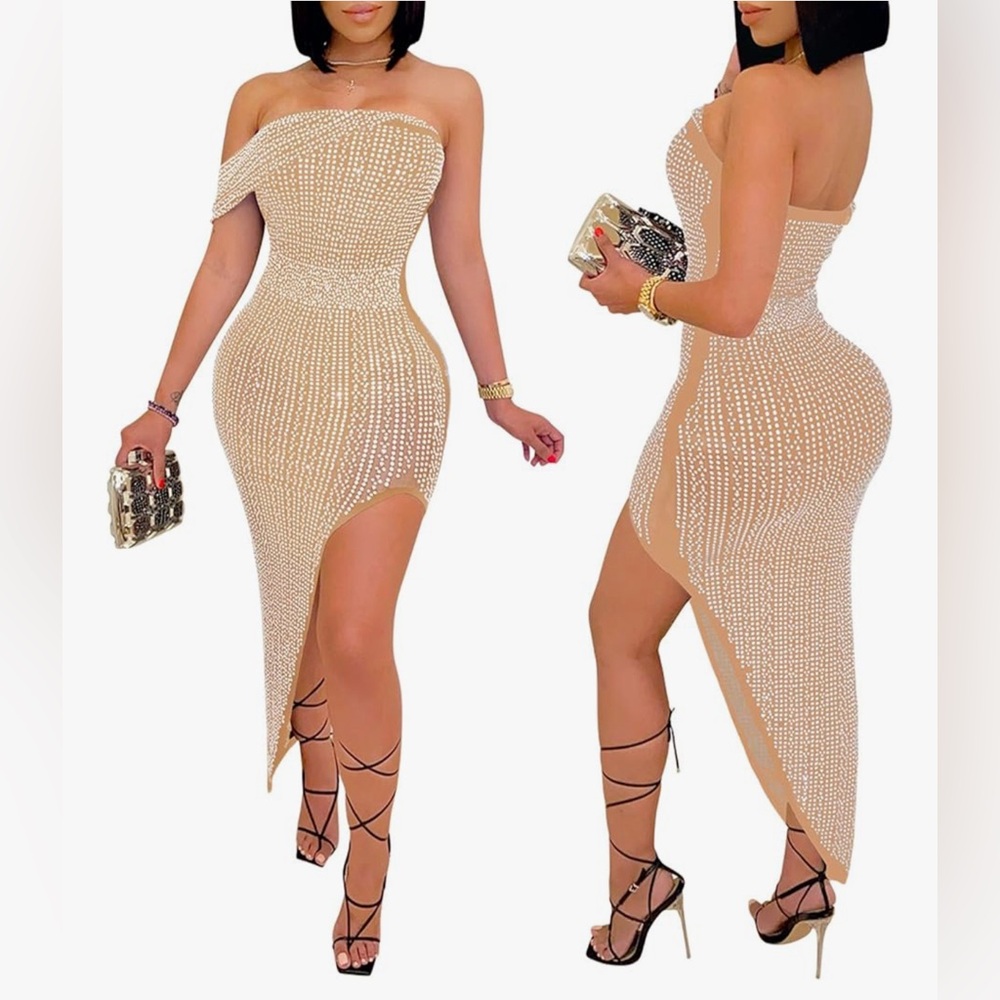 Elegant Tan Asymmetrical Dress